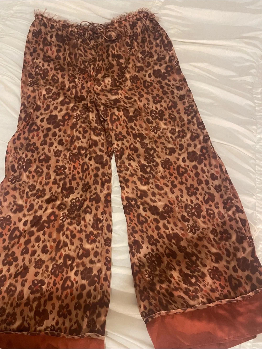 Free People Women’s Leopard Satin Pajama Set - Rust Brown